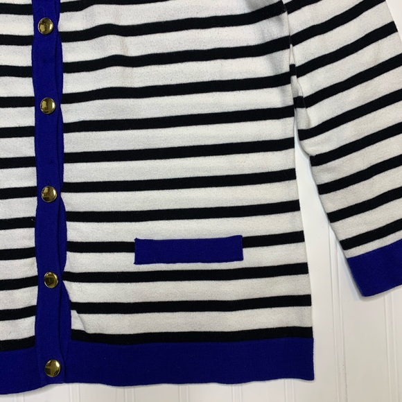 Anthropologie—Cable & Gage—Blue & White Cardigan - Picture 4 of 14